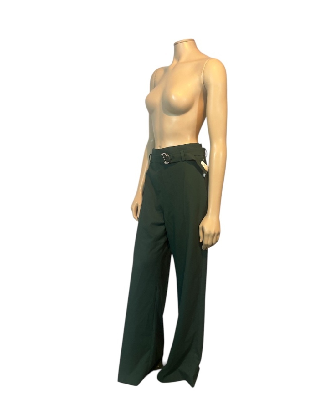 Maje Green Wideleg Trousers with Belt